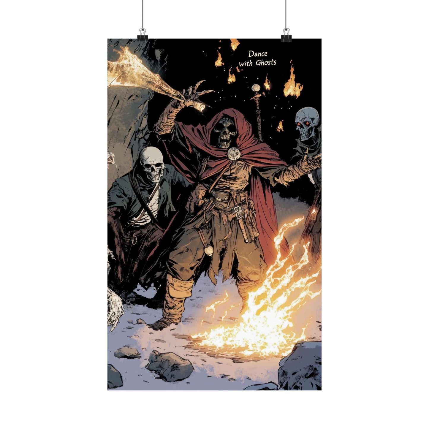 The Flame Conjurer — Hooded Skeleton Poster - JG Visual Arts