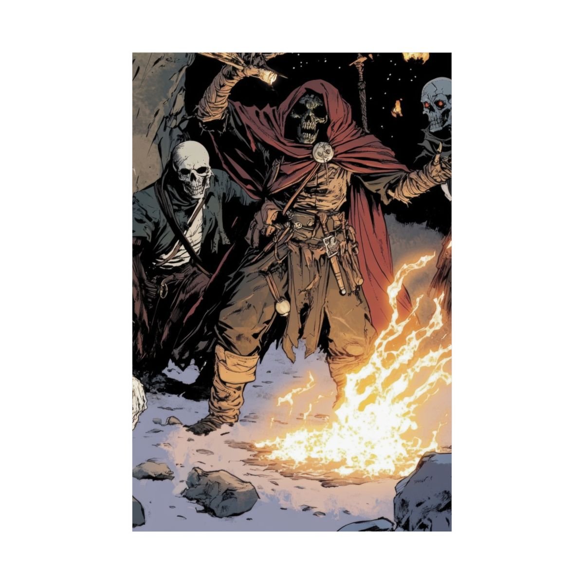 The Flame Conjurer — Hooded Skeleton Poster - JG Visual Arts