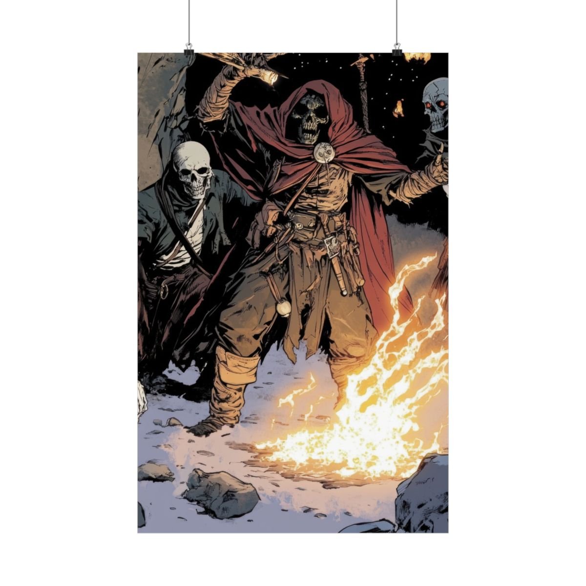 The Flame Conjurer — Hooded Skeleton Poster - JG Visual Arts