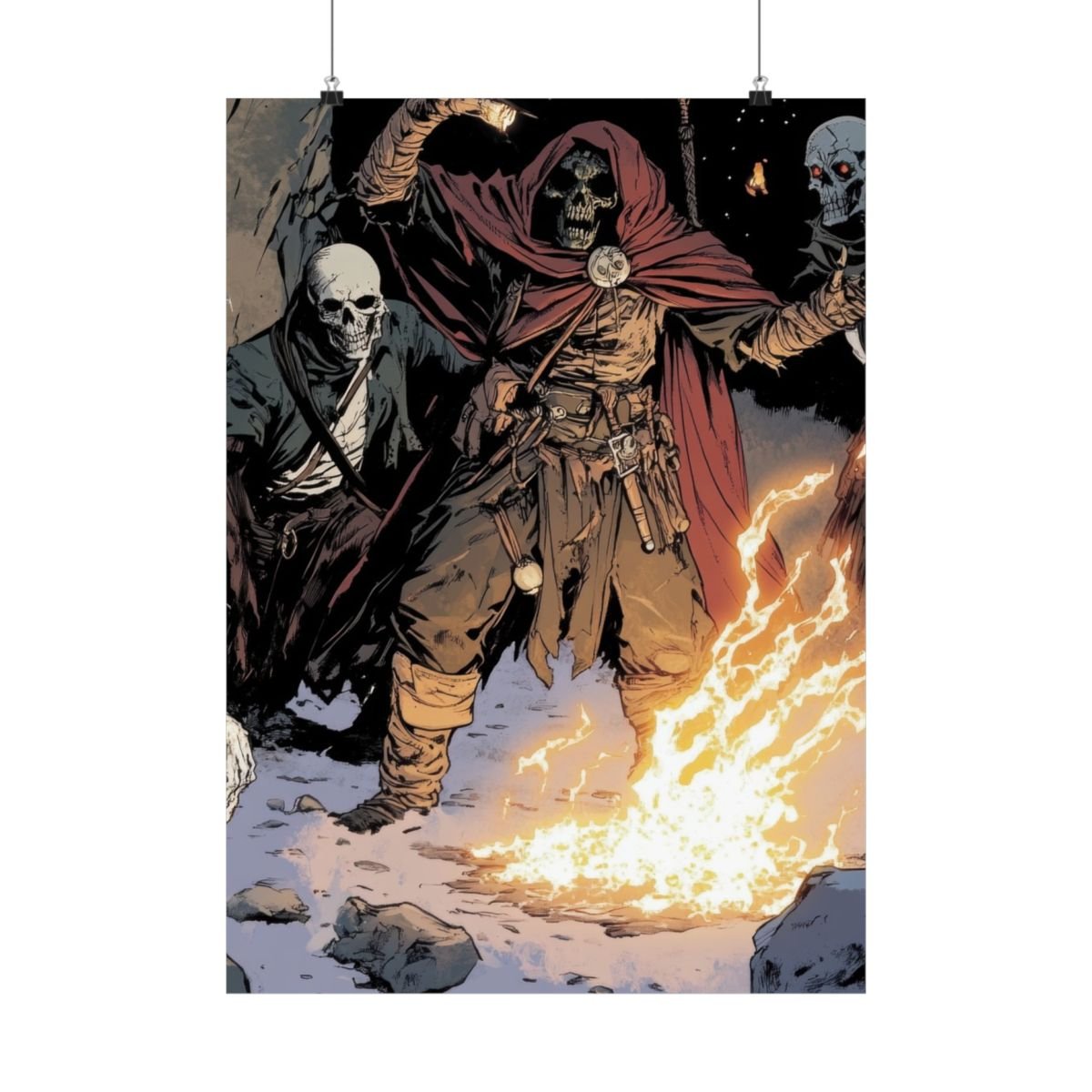 The Flame Conjurer — Hooded Skeleton Poster - JG Visual Arts