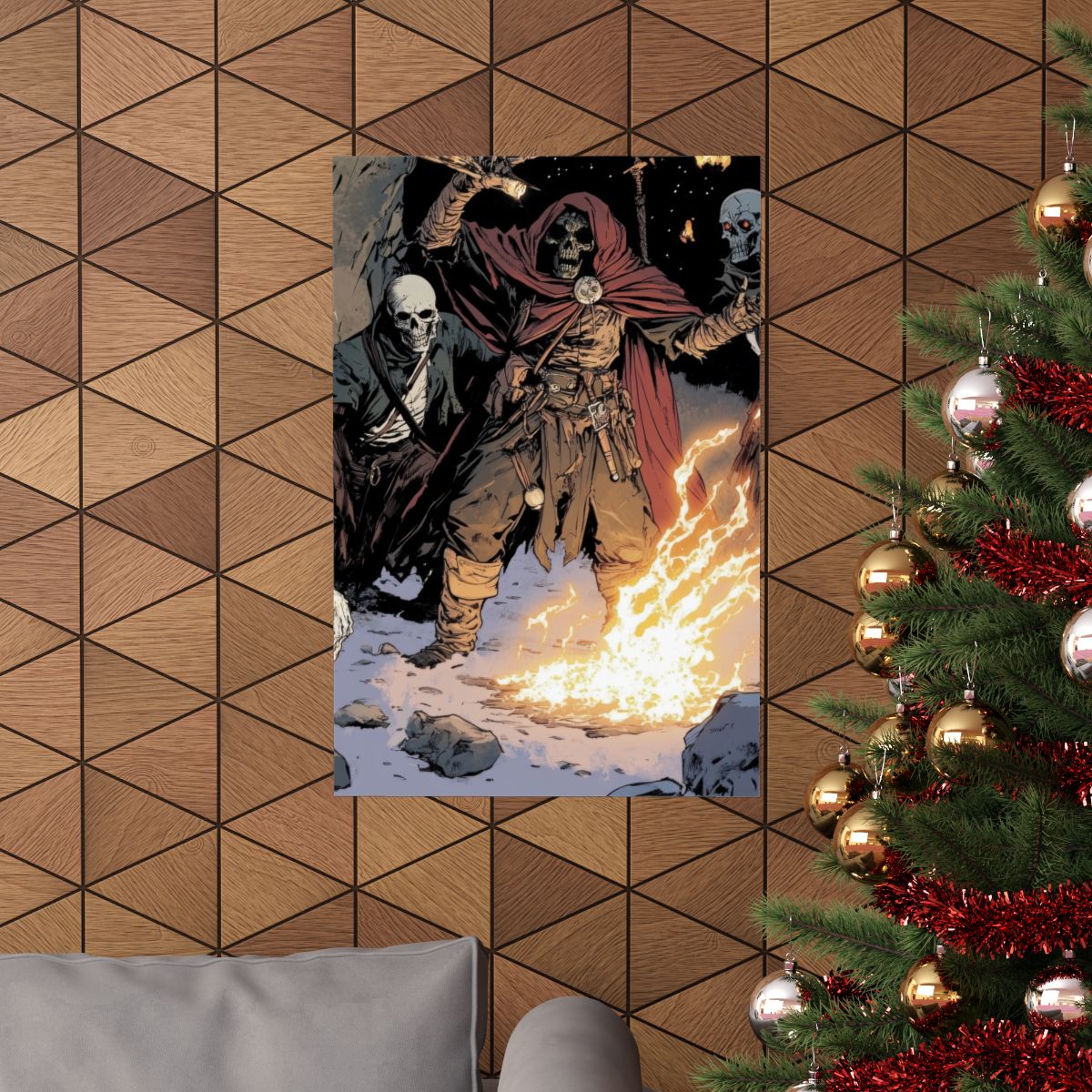 The Flame Conjurer — Hooded Skeleton Poster - JG Visual Arts
