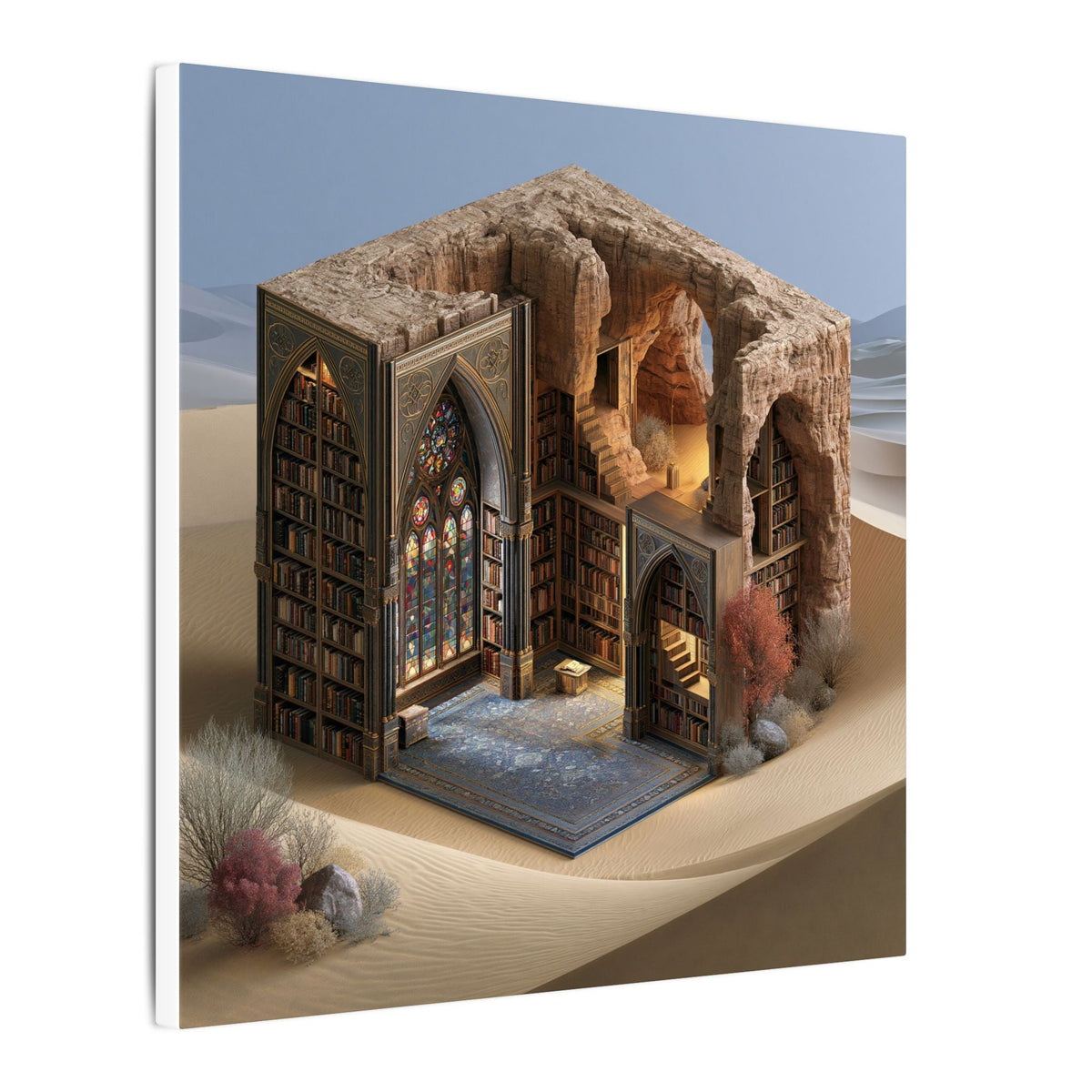 The Library in the Dune — Square Canvas - JG Visual Arts
