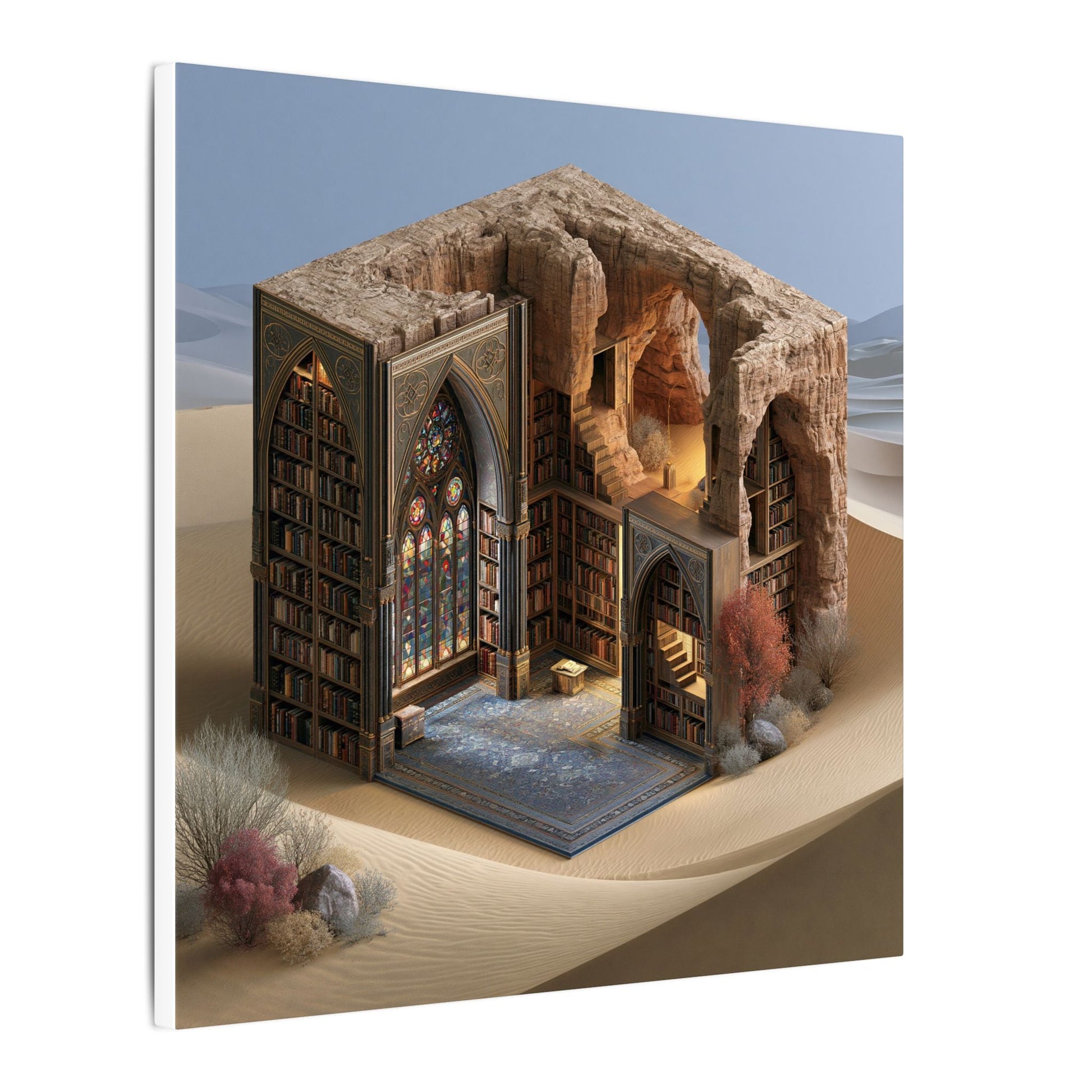 The Library in the Dune — Square Canvas - JG Visual Arts