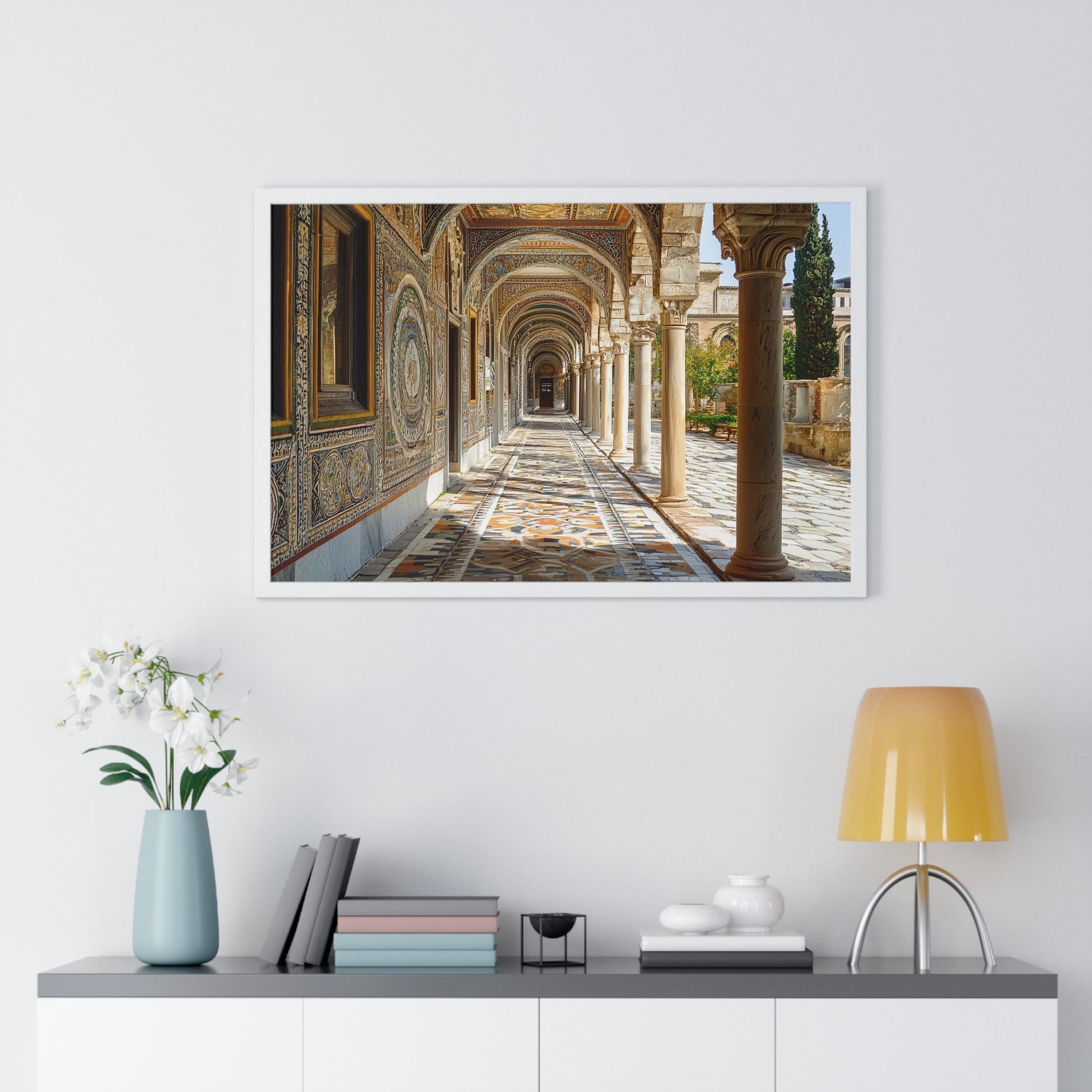 The Tiled Corridor — Patterned Light (Framed) - JG Visual Arts