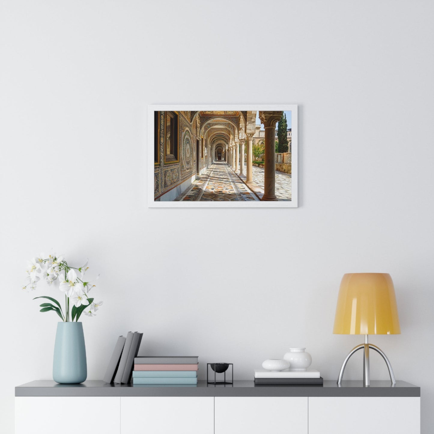 The Tiled Corridor — Patterned Light (Framed) - JG Visual Arts