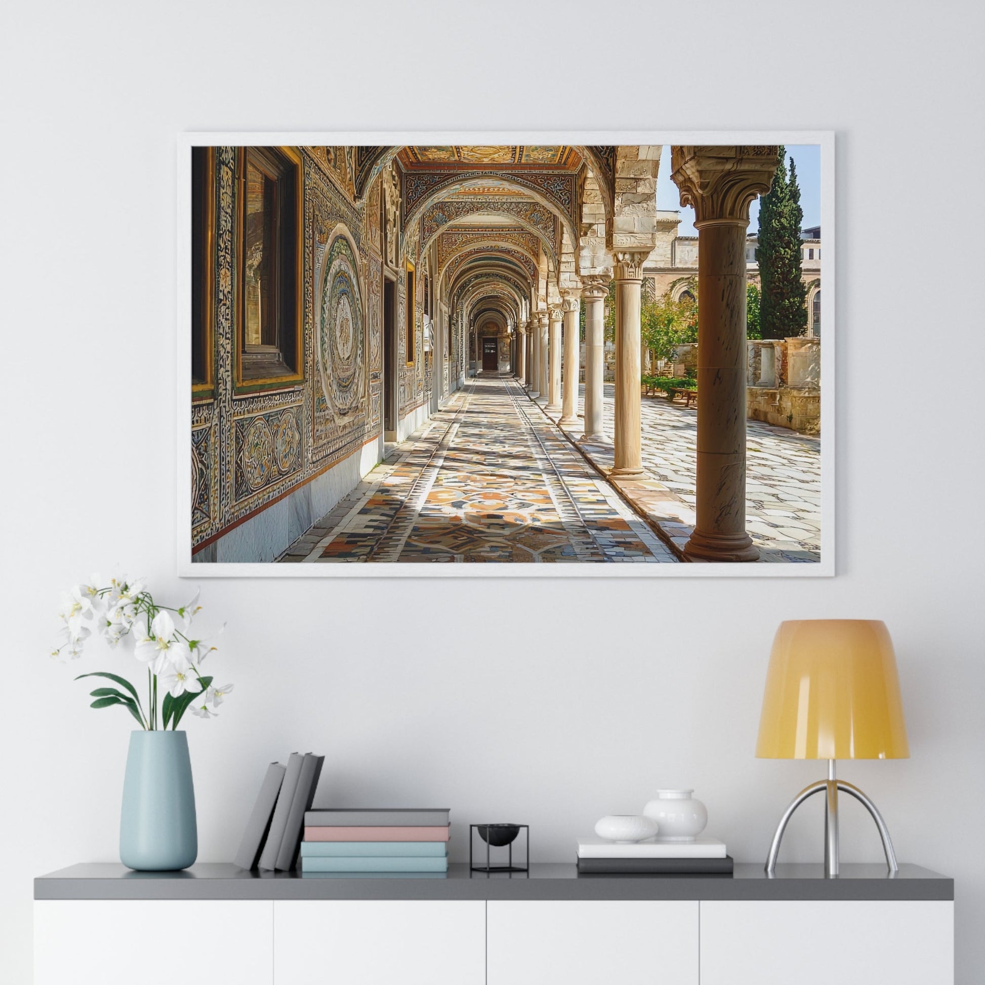 The Tiled Corridor — Patterned Light (Framed) - JG Visual Arts