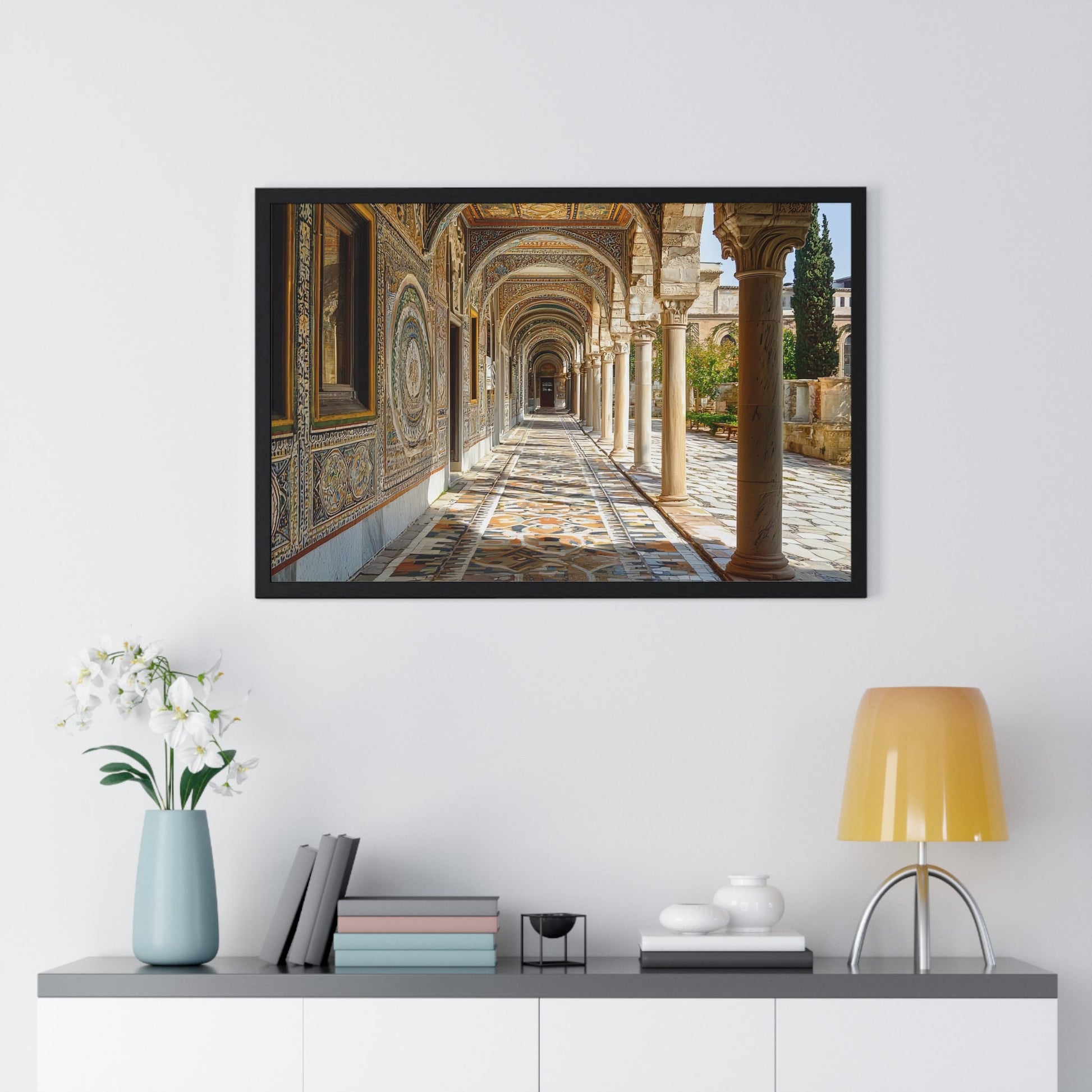 The Tiled Corridor — Patterned Light (Framed) - JG Visual Arts