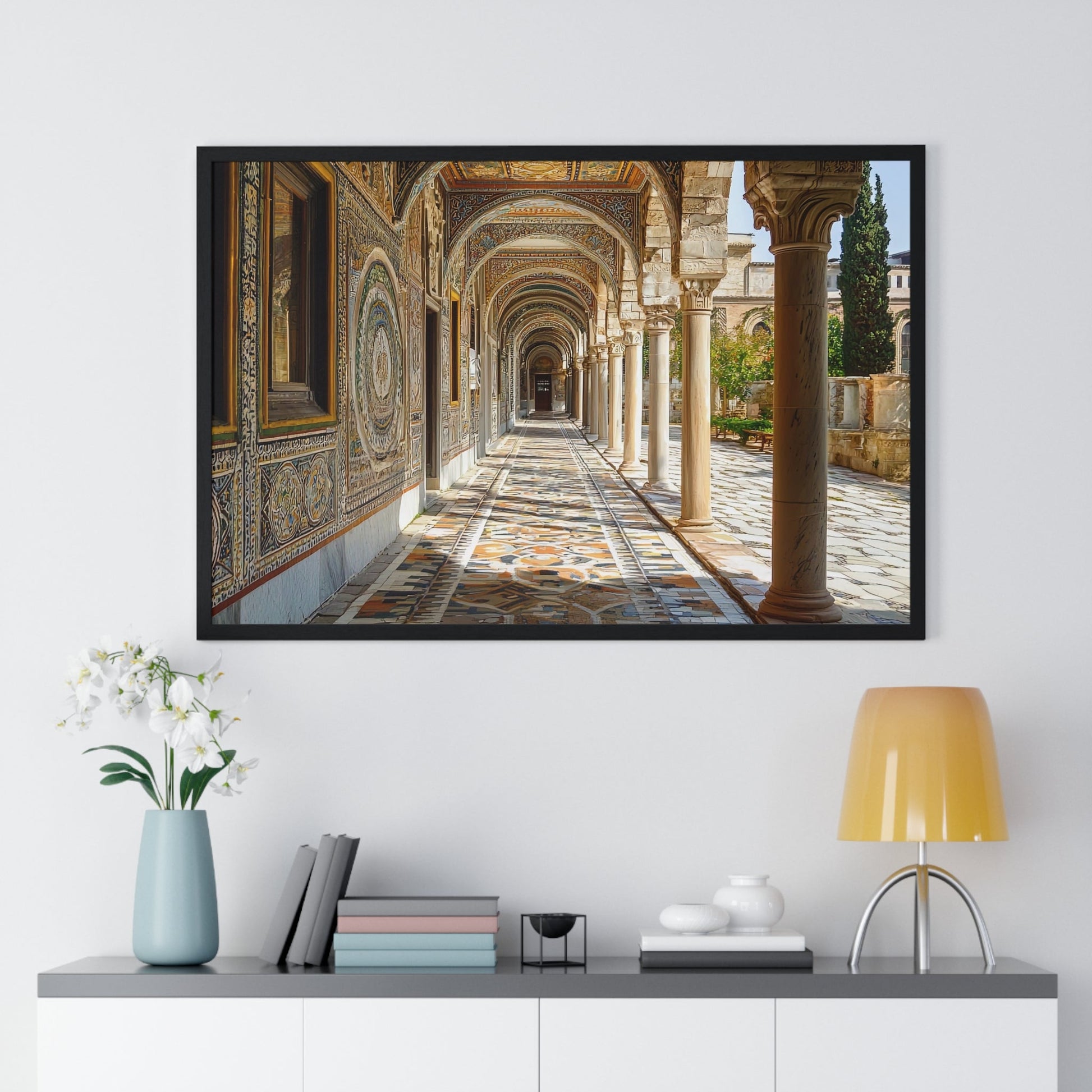 The Tiled Corridor — Patterned Light (Framed) - JG Visual Arts