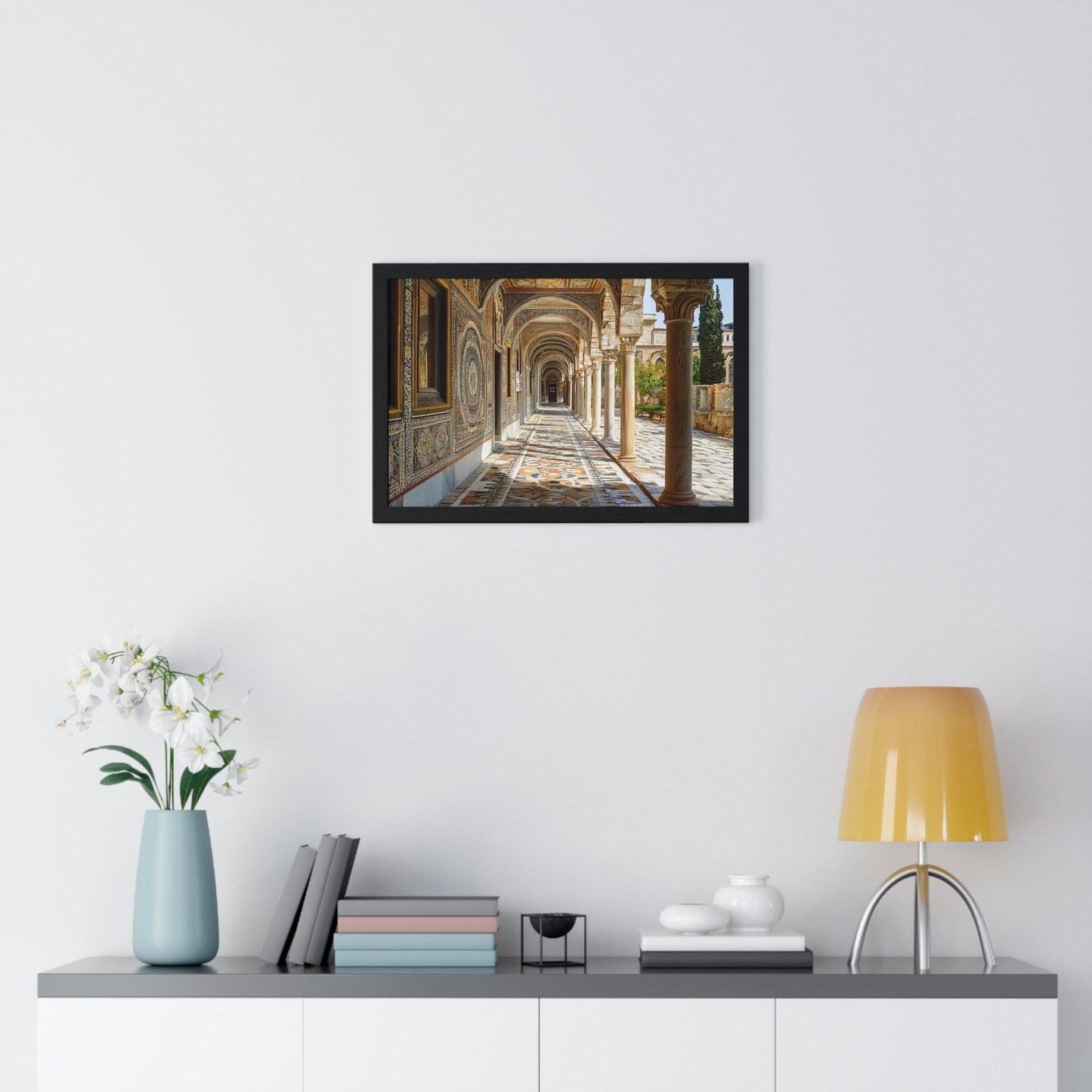 The Tiled Corridor — Patterned Light (Framed) - JG Visual Arts