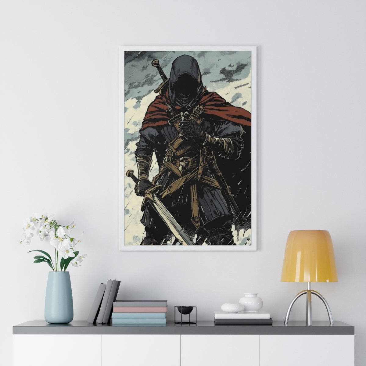 The Winter Blade — Cloaked Swordsman (Framed) - JG Visual Arts