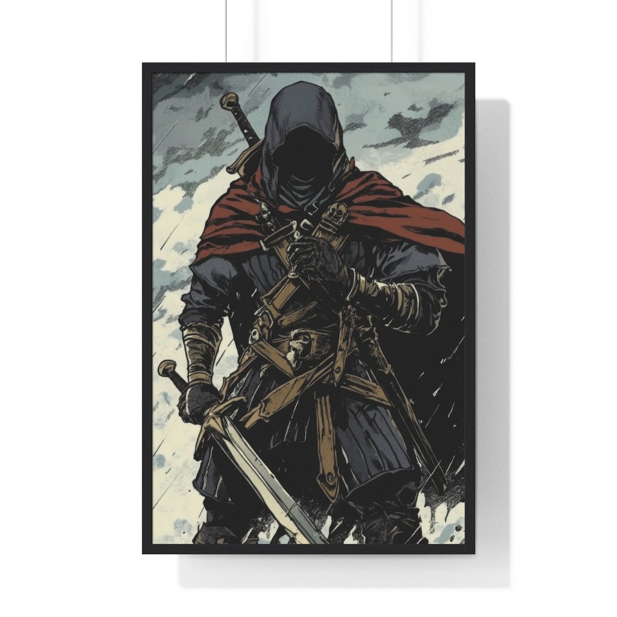 The Winter Blade — Cloaked Swordsman (Framed) - JG Visual Arts