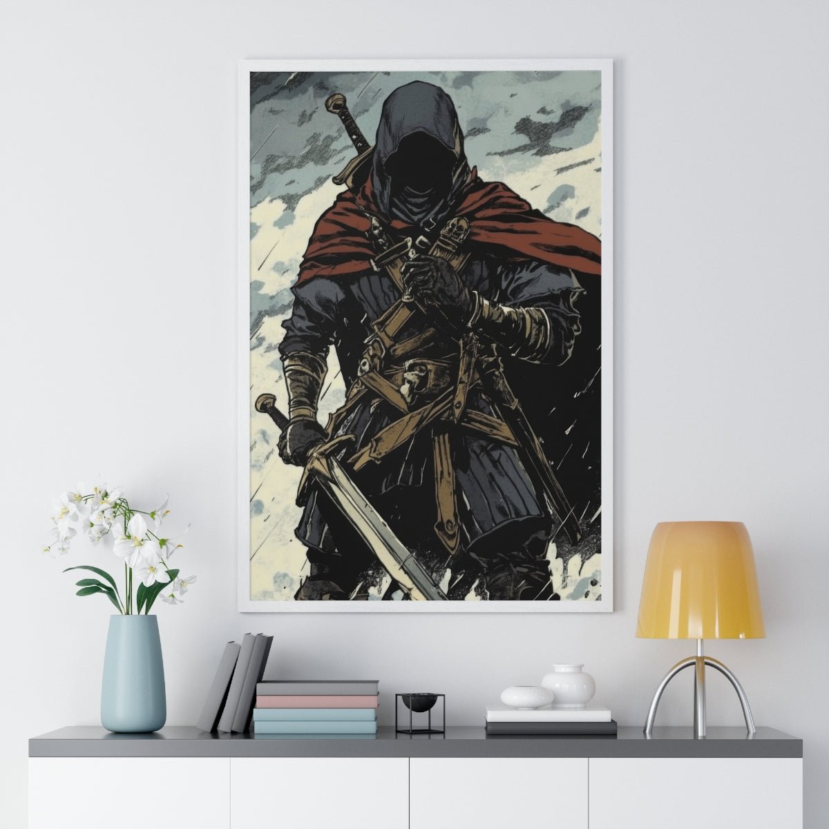 The Winter Blade — Cloaked Swordsman (Framed) - JG Visual Arts