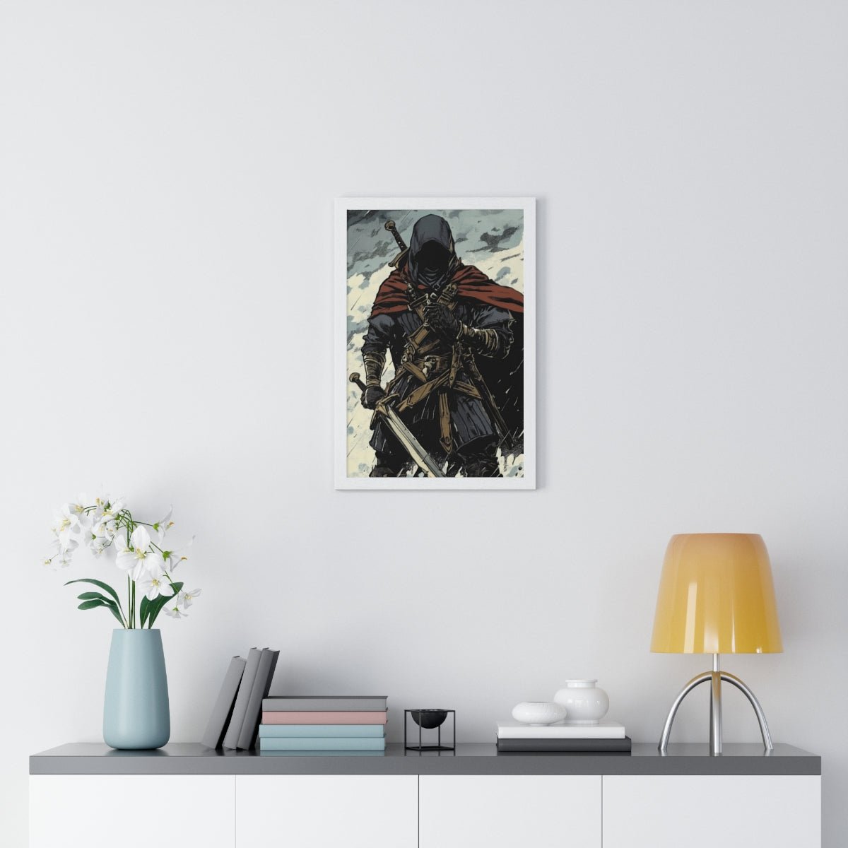 The Winter Blade — Cloaked Swordsman (Framed) - JG Visual Arts