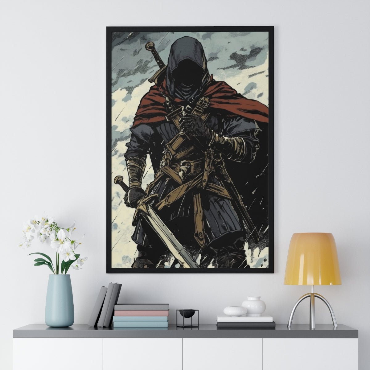The Winter Blade — Cloaked Swordsman (Framed) - JG Visual Arts