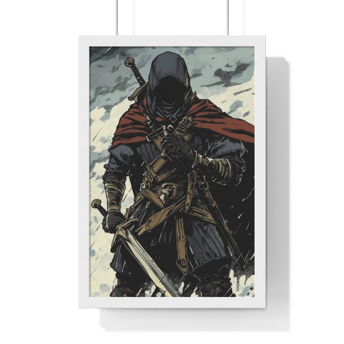 The Winter Blade — Cloaked Swordsman (Framed) - JG Visual Arts