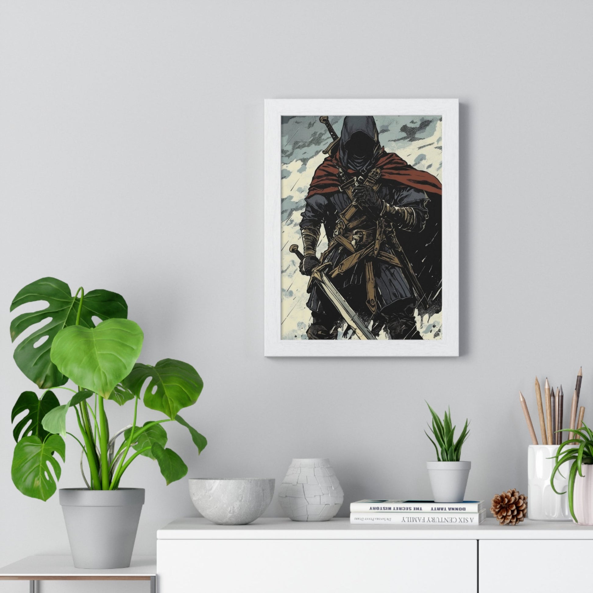 The Winter Blade — Cloaked Swordsman (Framed) - JG Visual Arts