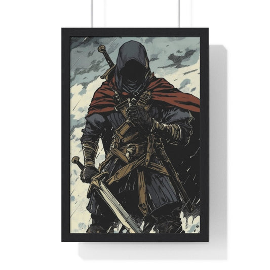 The Winter Blade — Cloaked Swordsman (Framed) - JG Visual Arts