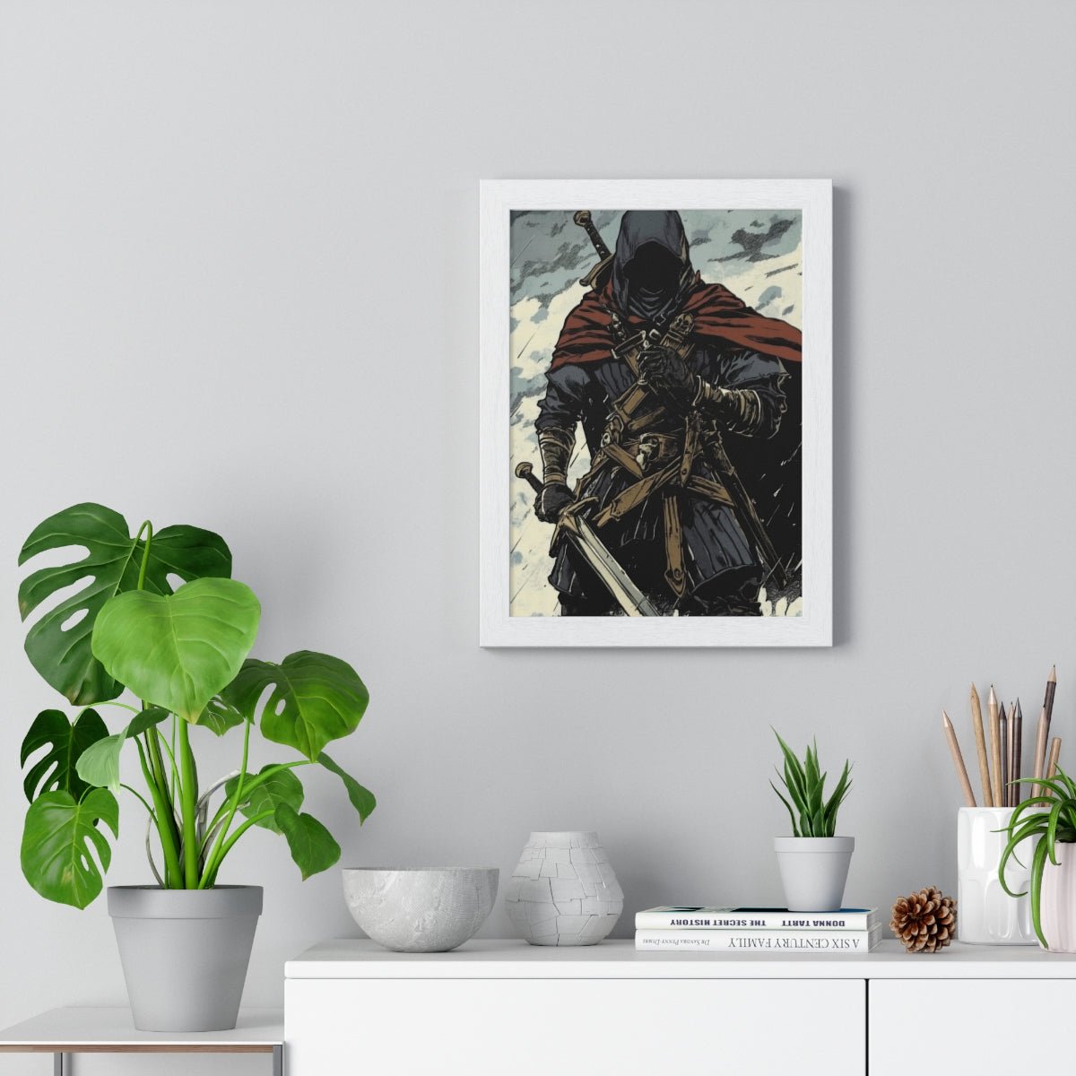 The Winter Blade — Cloaked Swordsman (Framed) - JG Visual Arts