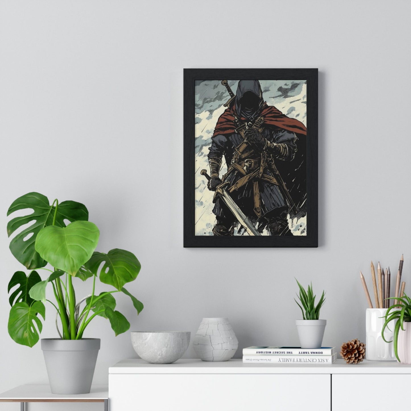 The Winter Blade — Cloaked Swordsman (Framed) - JG Visual Arts