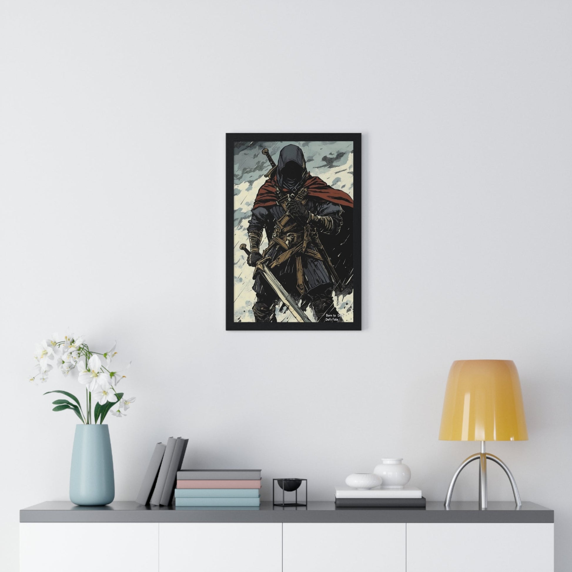 The Winter Blade — Cloaked Swordsman (Framed) - JG Visual Arts