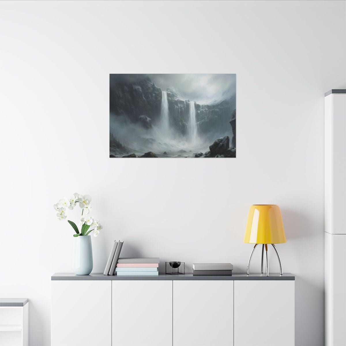 Veilwater Falls — Misty Cliff Canvas - JG Visual Arts