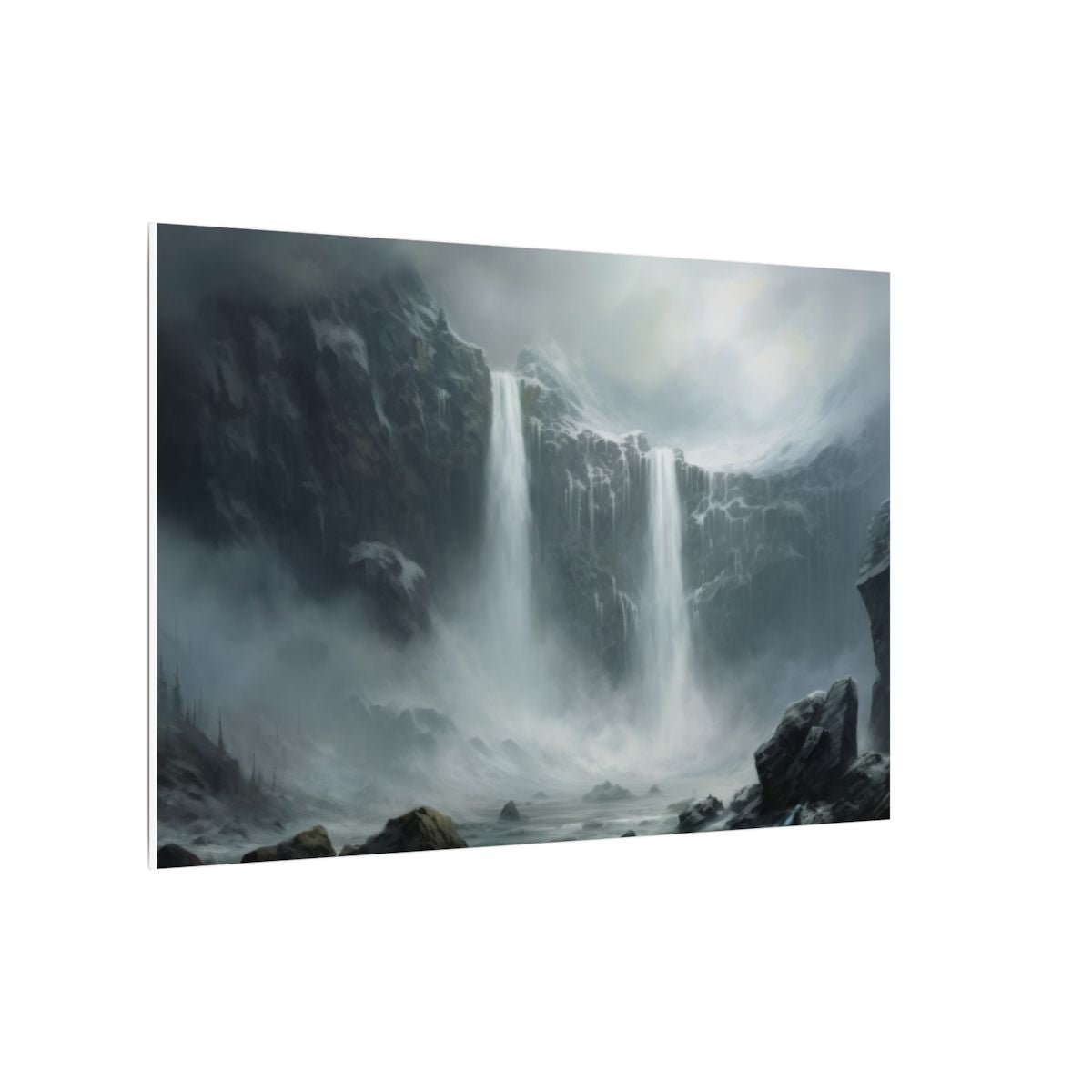 Veilwater Falls — Misty Cliff Canvas - JG Visual Arts