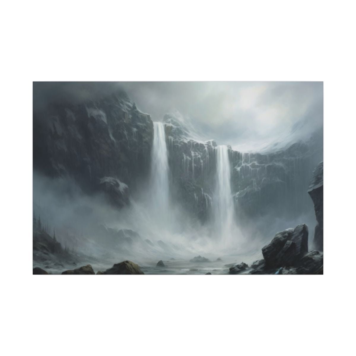 Veilwater Falls — Misty Cliff Canvas - JG Visual Arts