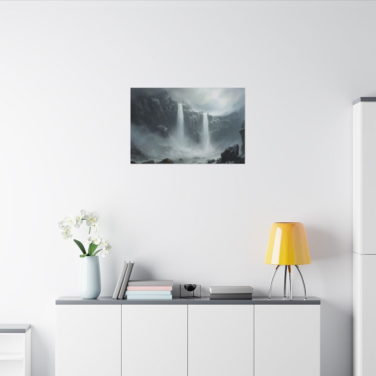 Veilwater Falls — Misty Cliff Canvas - JG Visual Arts