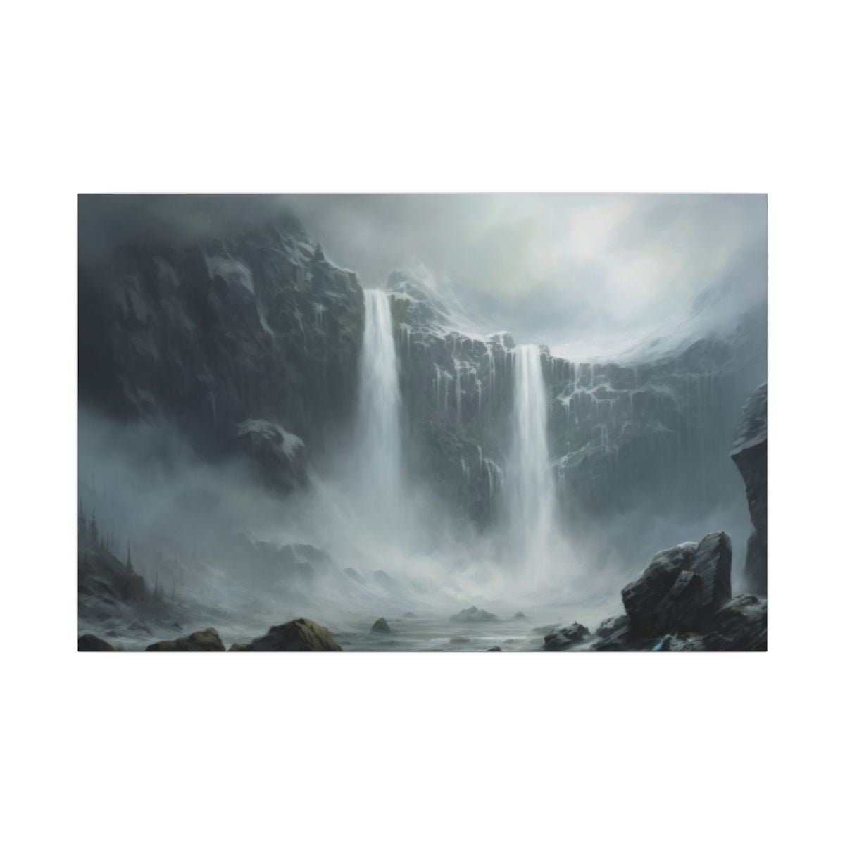 Veilwater Falls — Misty Cliff Canvas - JG Visual Arts
