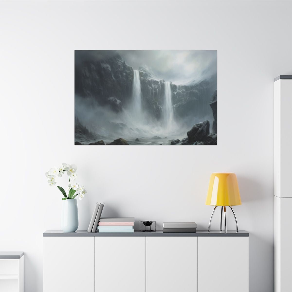 Veilwater Falls — Misty Cliff Canvas - JG Visual Arts