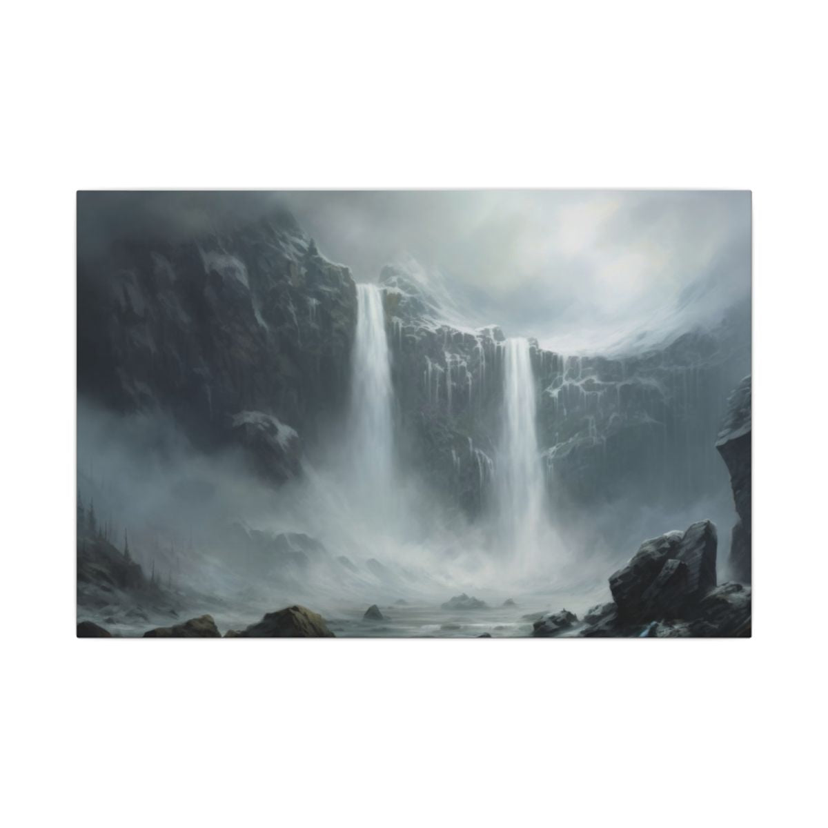 Veilwater Falls — Misty Cliff Canvas - JG Visual Arts
