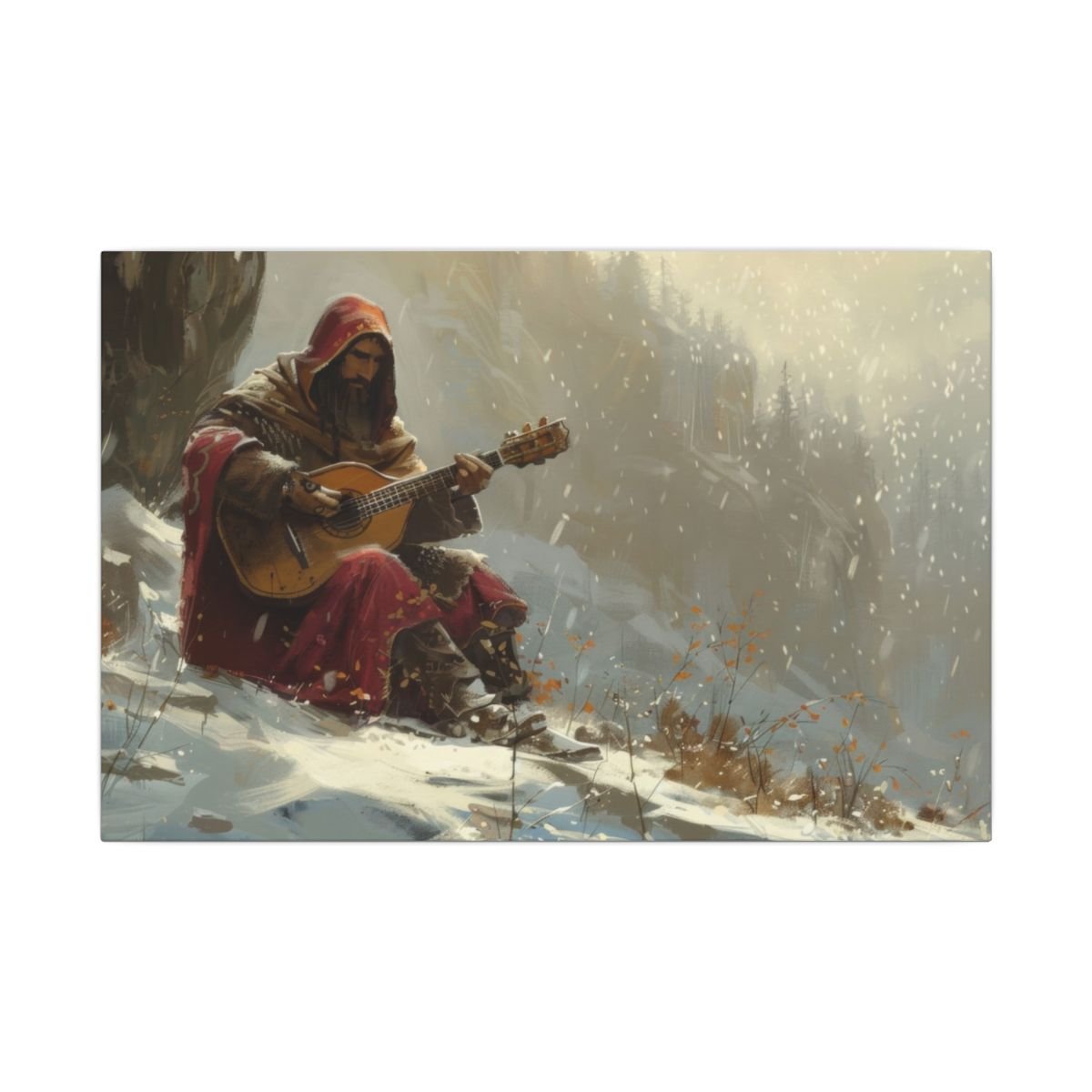 Winter Song — Red Cloak Guitarist Canvas - JG Visual Arts