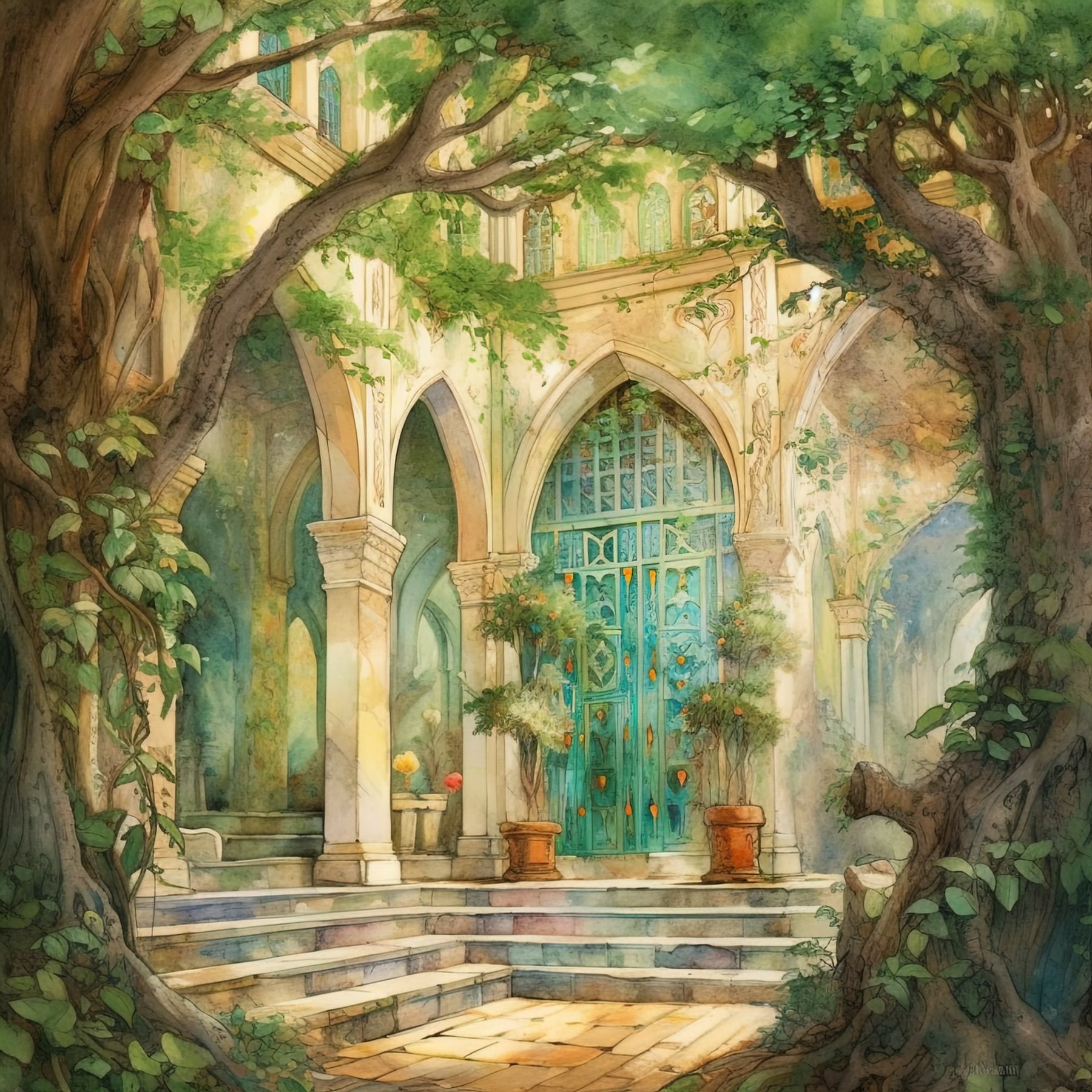 Arrival — plate I of The Green Cathedral