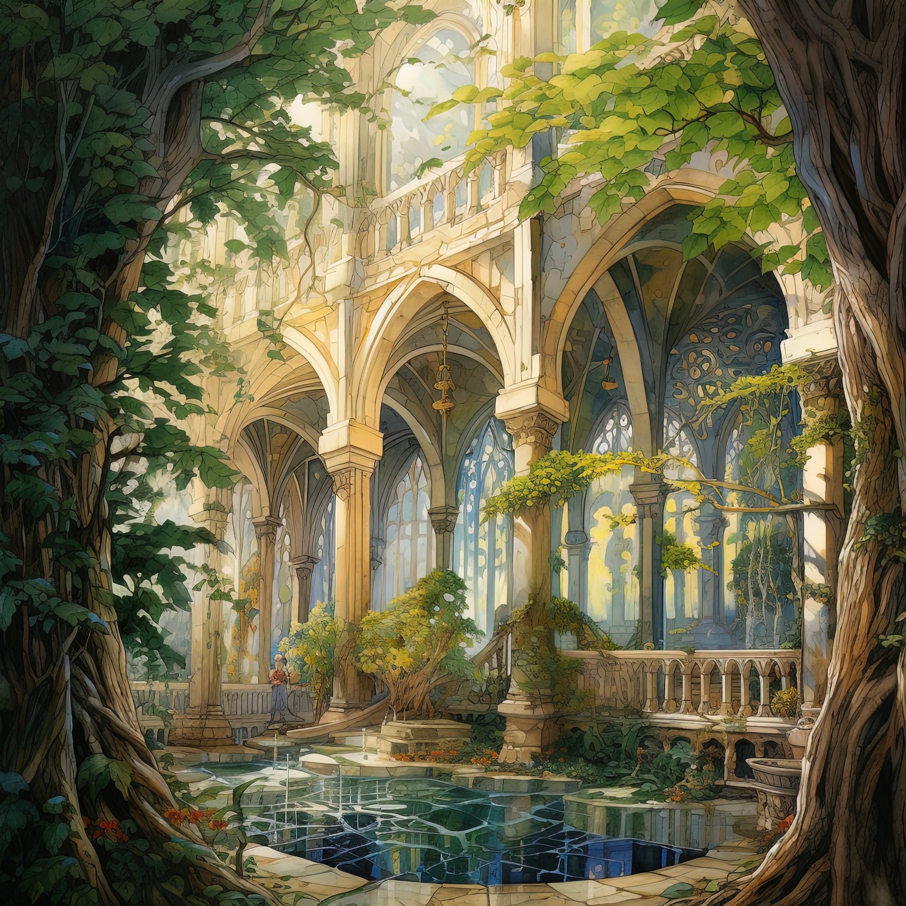 The Great Hall — plate VI of The Green Cathedral